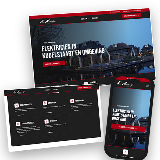 Homepage van Nick Nieuwendijk Projects op desktop en mobiel